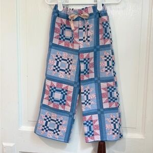 Patchwork Patterned Pants with Bow